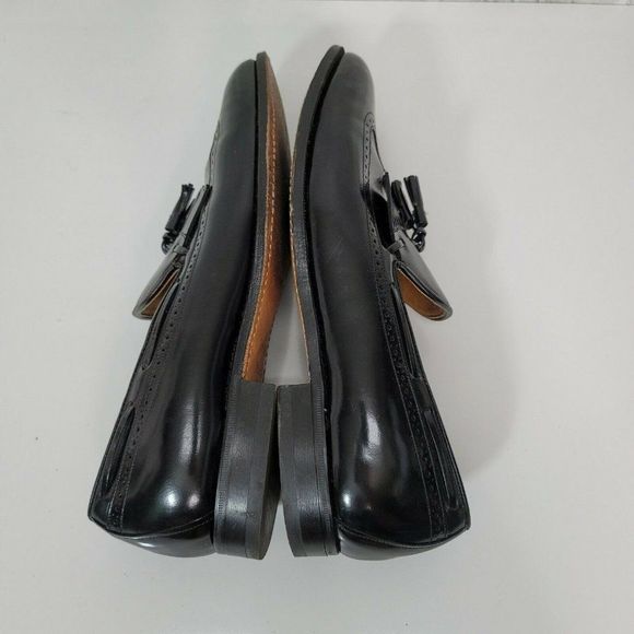 JOHNSTON & MURPHY 12AAA Aristocraft Black Shiny Leather Kiltie Tassel‎ Loafers